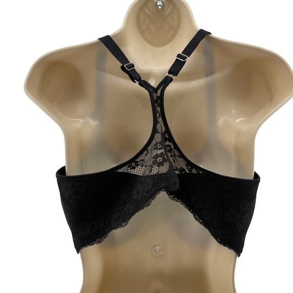 Maidenform One Fab Fit Lace T-Back Shaping Underwire Front Close Bra Black 38DD - Picture 7 of 8